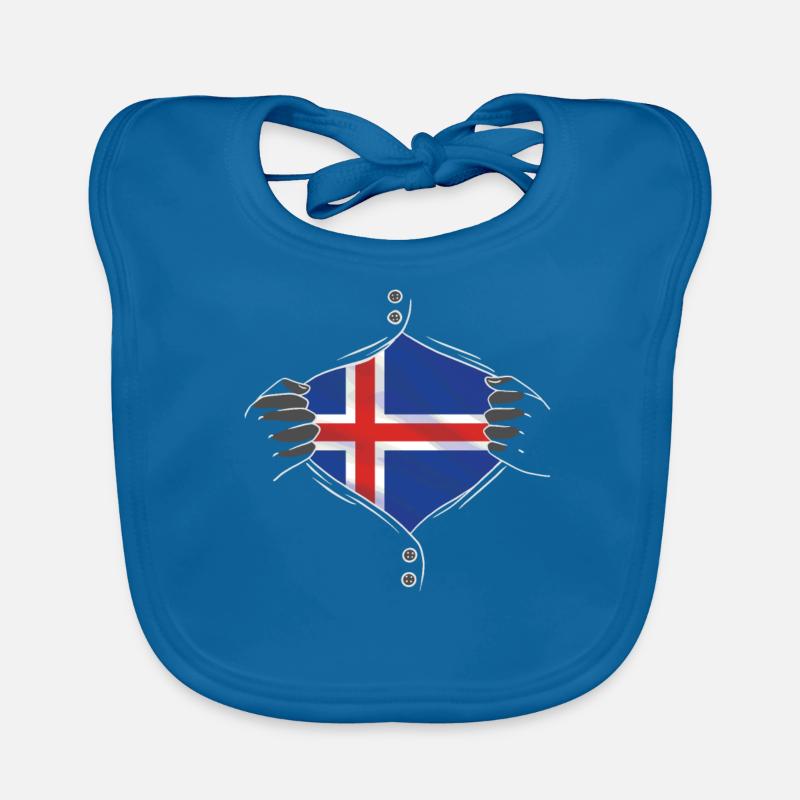 empreinte digitale du drapeau islandais - Bavoir bio Bébé - bleu paon