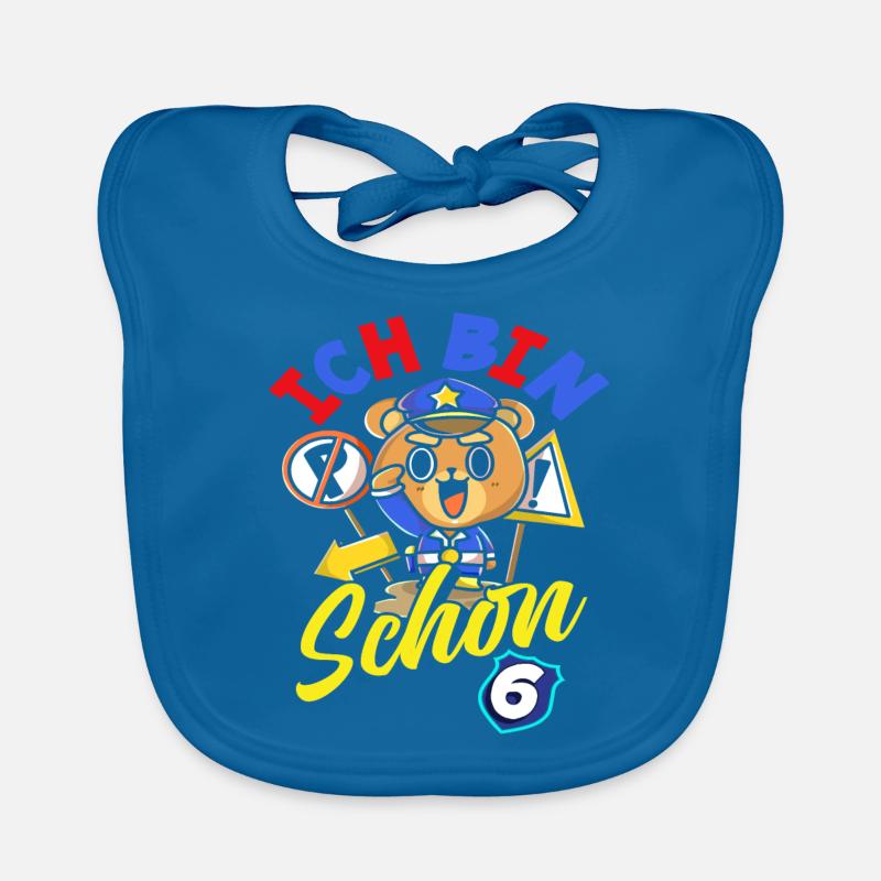 Polizei 6. Geburtstag Jungs Mädchen Geschenk Baby Bio-Lätzchen
