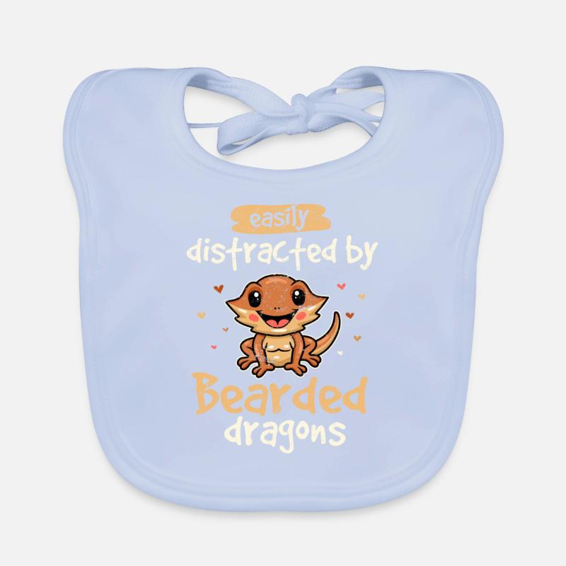 Easily Distracted By Bearded Dragons Beardie Lover Baby Bio-Lätzchen