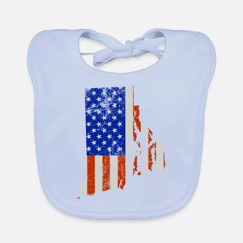 Rhode Island Home Usa flag gift Organic Baby Bibs
