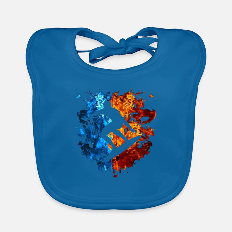 Surfing Red Blue Fire Surfer Sport Surfboard Organic Baby Bibs