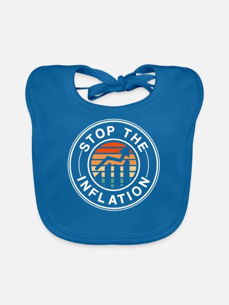 Inflation Stops Money Printing Stagflation - Organic Baby Bibs - peacock-blue - Front