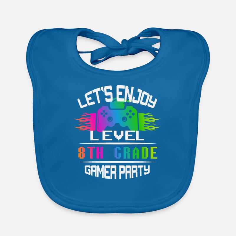 Level 8TH GRADE keep calm and game on Organic Baby Bibs