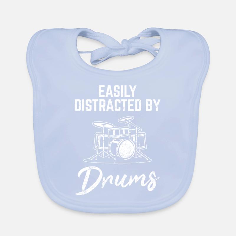 Easily Distracted By Drums Funny Drummer Percussio Baby Bio-Lätzchen