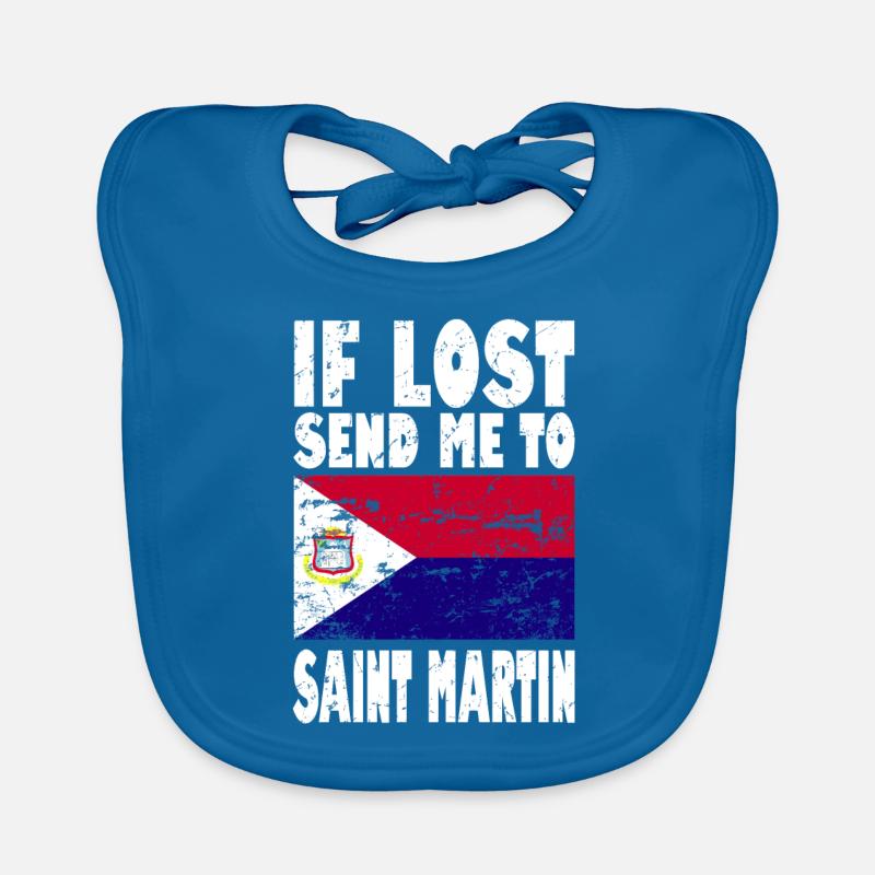 Drapeau Saint-Martin - Bavoir bio Bébé - bleu paon
