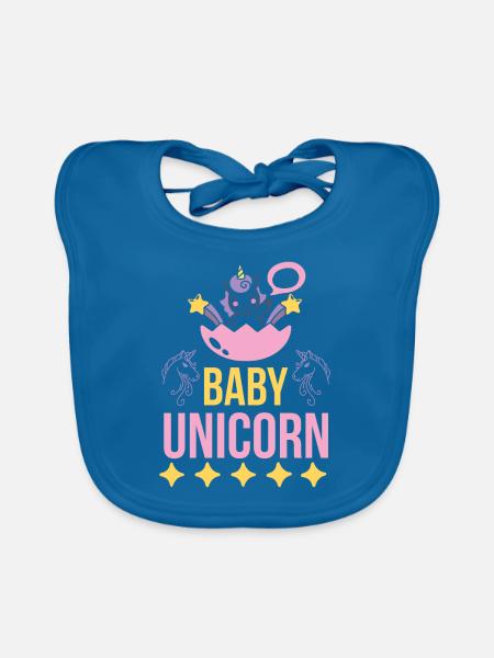 Bébé Einhorn Licorne - Bavoir bio Bébé - bleu paon - Devant