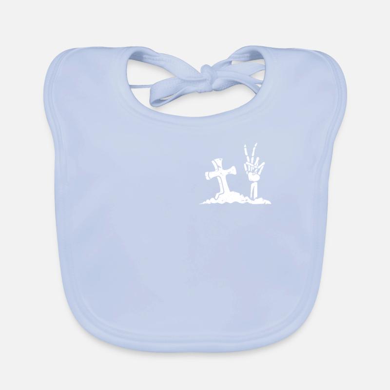 Bag Skeleton Hand Peace Sign Scary Cool Organic Baby Bibs