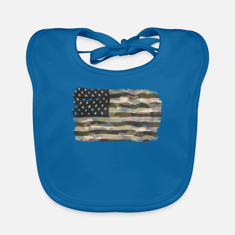 American flag in camouflage pattern Organic Baby Bibs
