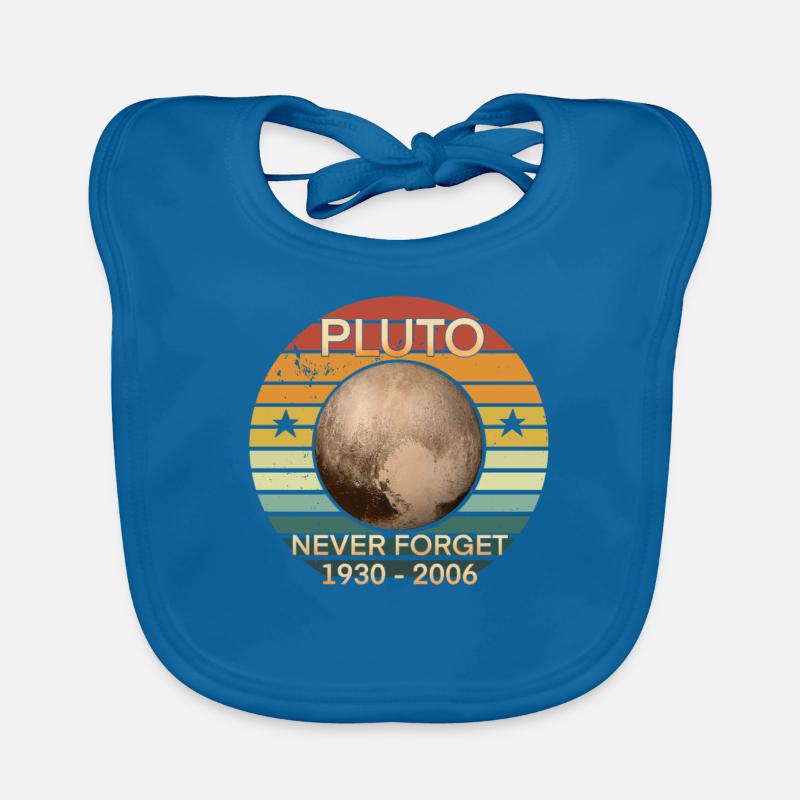 Never Forget Pluto Retro Style Funny Space, Baby Bio-Lätzchen