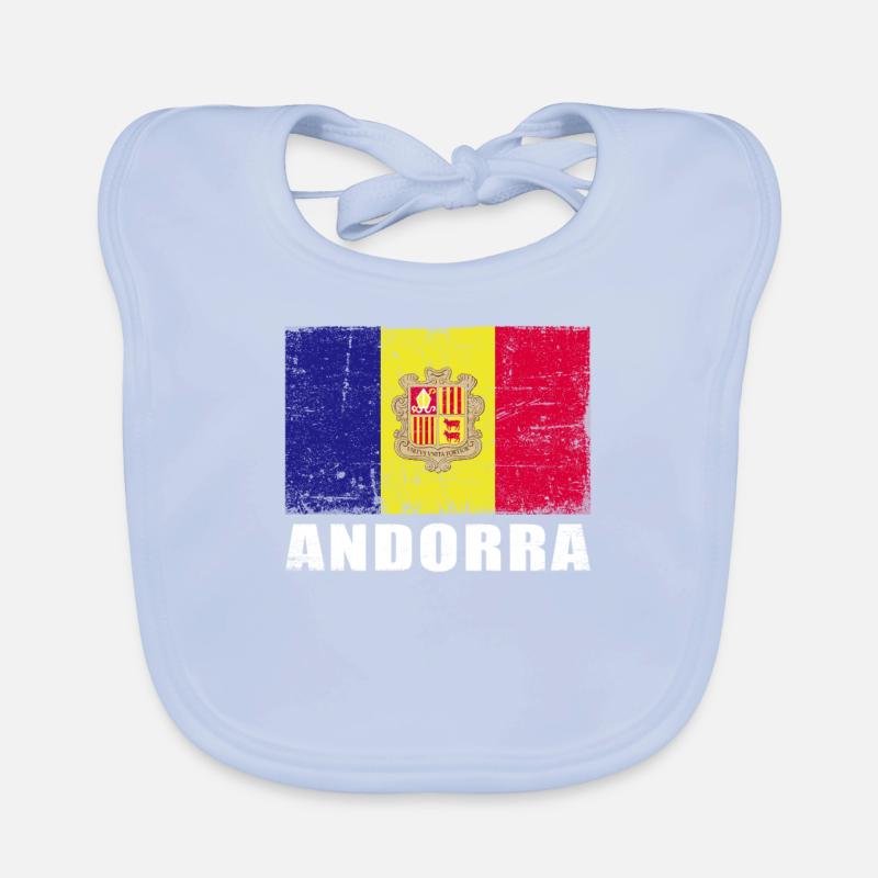 Drapeau d’Andorre Grunge Drapeau d’Andorre Bavoir bio Bébé