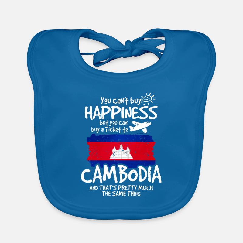 Cambodge - Bavoir bio Bébé - bleu paon