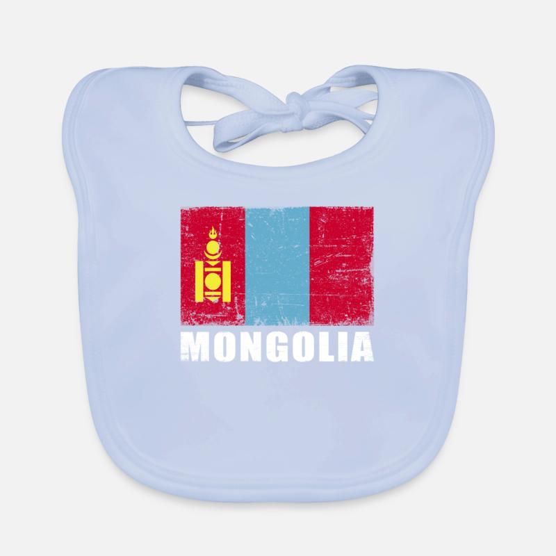 Drapeau de Mongolie Grunge Drapeau de Mongolie Bavoir bio Bébé
