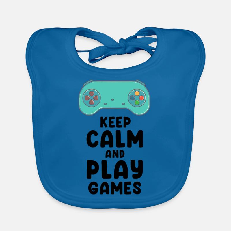 Keep Calm And Play Games Cool Controller Present Organic Baby Bibs