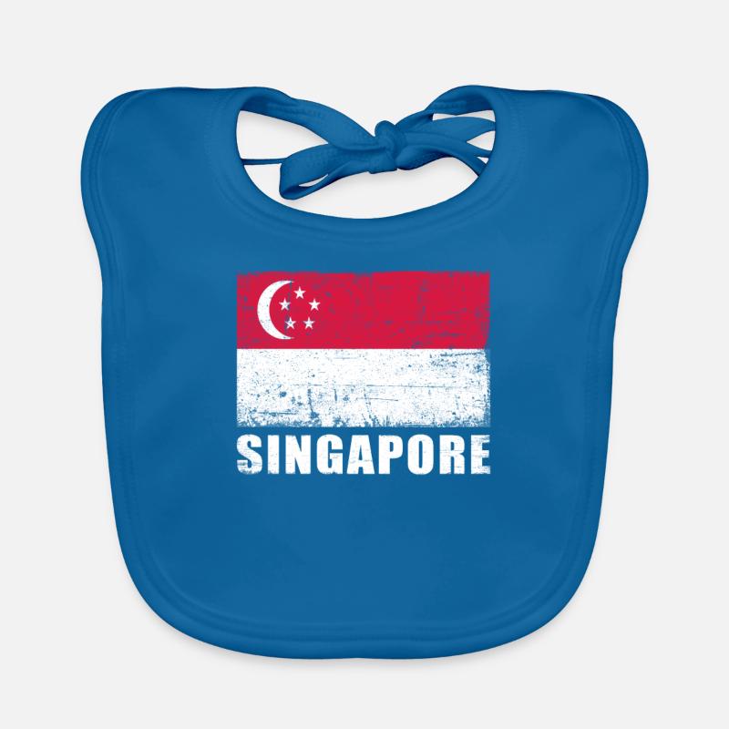 Drapeau de Singapour Grunge Drapeau de Singapour Bavoir bio Bébé