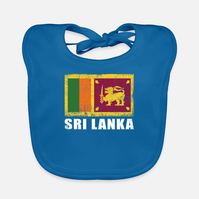 Drapeau du Sri Lanka Grunge Drapeau du Sri Lanka - Bavoir bio Bébé - bleu paon