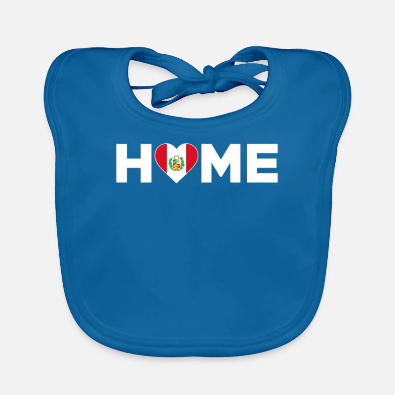 Pérou Accueil Pérou Drapeau Pérou Amour - Bavoir bio Bébé - bleu paon