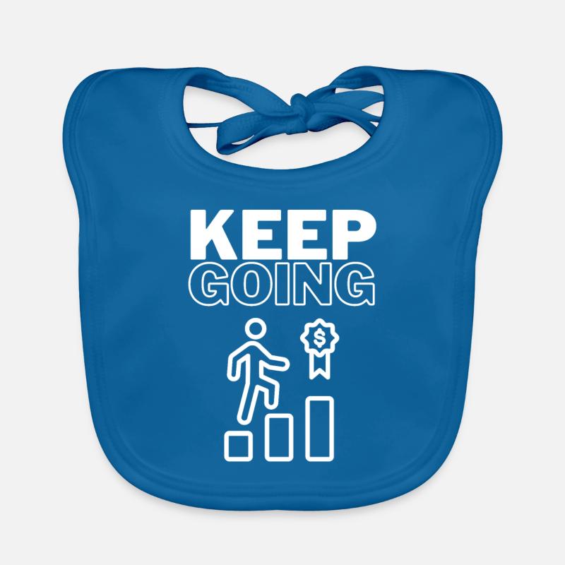 Keep Going - Organic Baby Bibs - peacock-blue