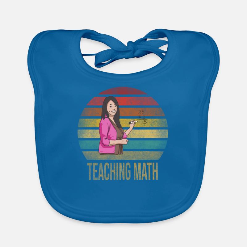 Math Teacher Mathematics School Retro Sunset Organic Baby Bibs