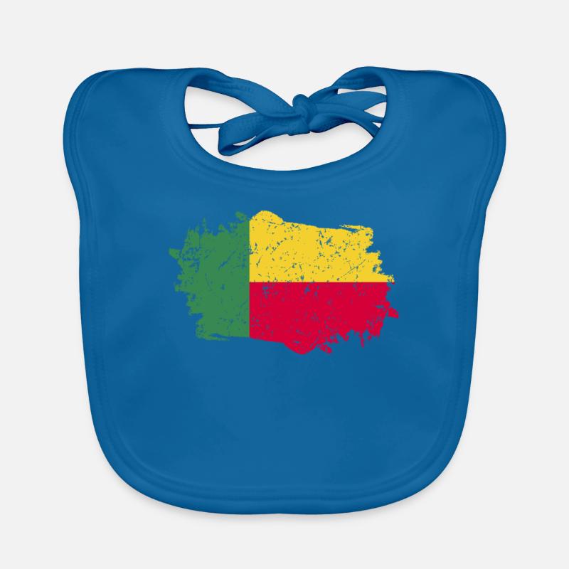 Drapeau du Bénin Grunge Drapeau du Bénin - Bavoir bio Bébé - bleu paon