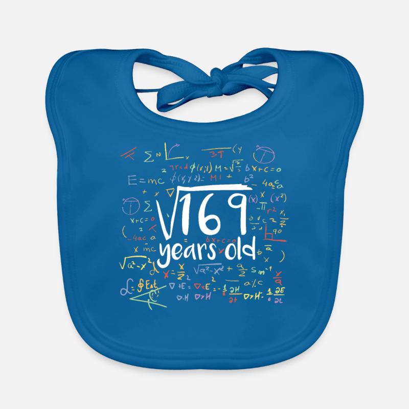 Square Root of 169 Math Nerd 13th Birthday Organic Baby Bibs