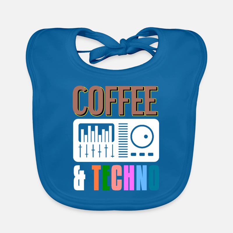 COFFEE & TECHNO Awesome Retro Music Techno Baby Bio-Lätzchen
