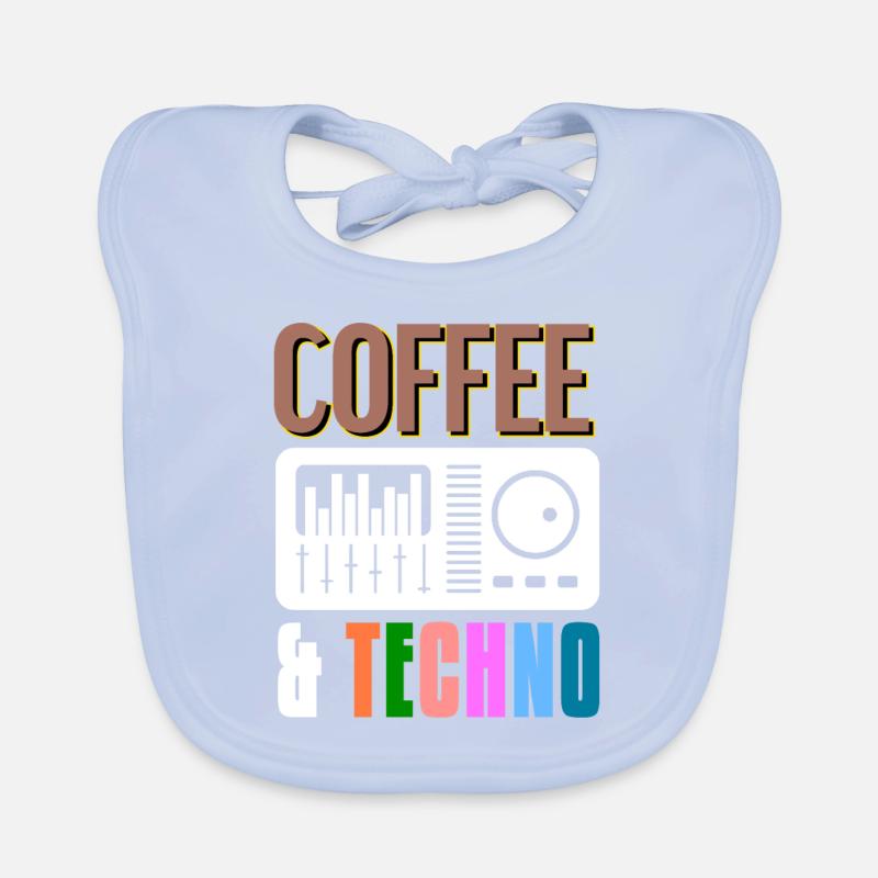 COFFEE & TECHNO Awesome Retro Music Techno Baby Bio-Lätzchen