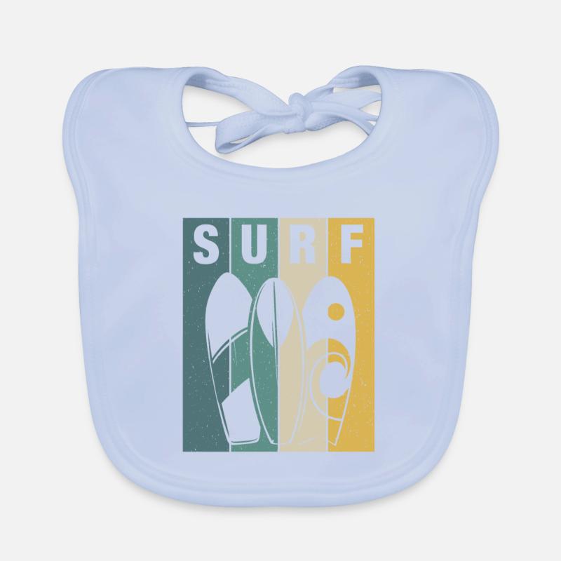 Surfer Riding Waves Surfin Surfing Organic Baby Bibs