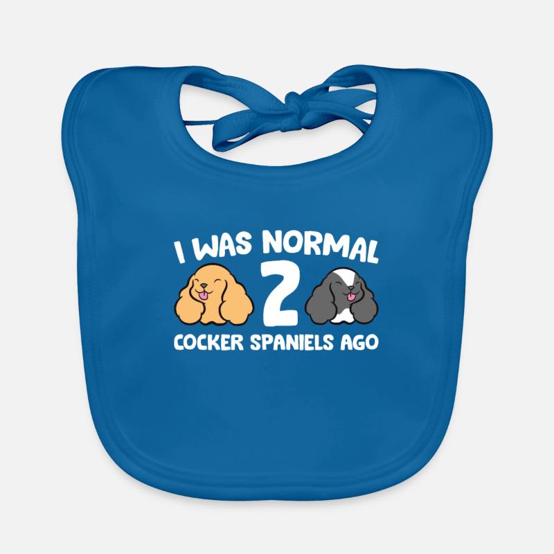 Cocker Propriétaire de Cocker J’étais Normal 2 Cocker - Bavoir bio Bébé - bleu paon