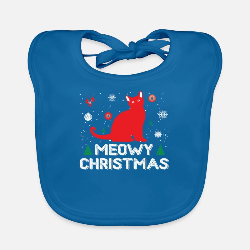 Meowing Christmas Norwegian Pattern Organic Baby Bibs