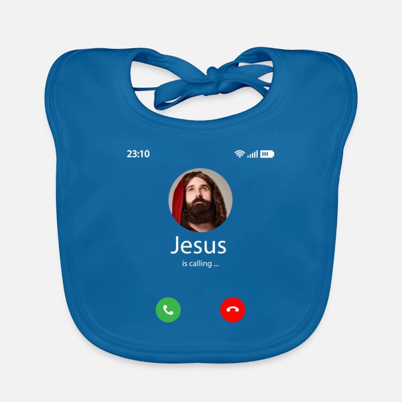 Jesus is calling - Baby Bio-Lätzchen - Pfauenblau