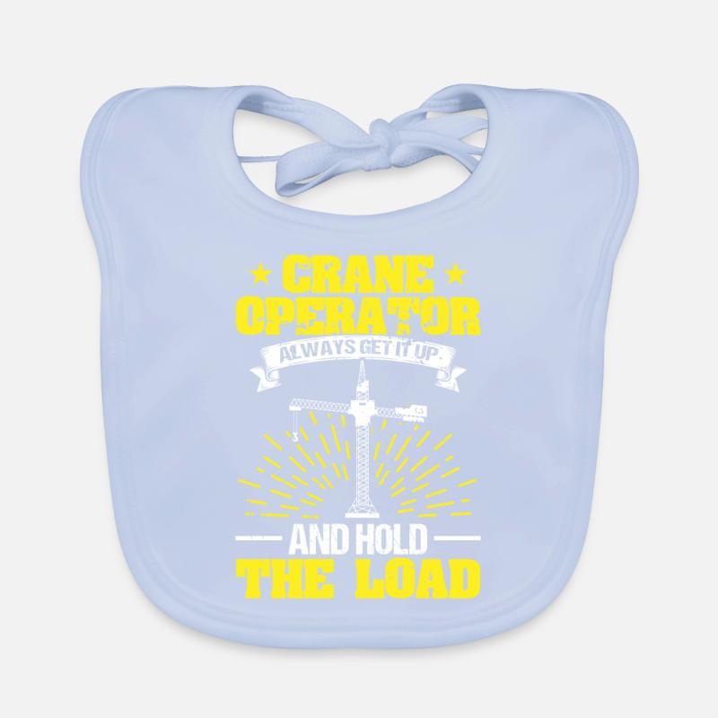 Kran Kranwagen Kranich Crane Operator Hold Load Organic Baby Bibs