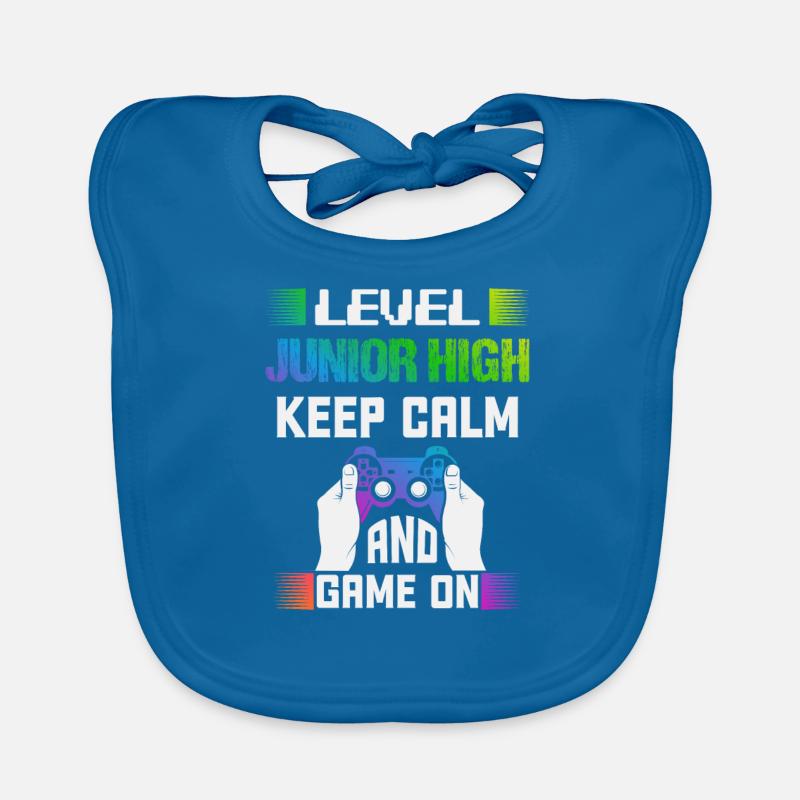 Level JUNIOR HIGH keep calm and game on Organic Baby Bibs