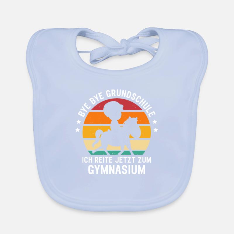 Bye Bye Grundschule Pferd Mädchen Einschulung Baby Bio-Lätzchen