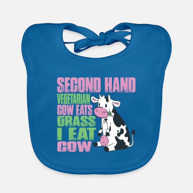 Second Hand Vegetarian, Cow Eats Grass, I Eat Cow Organic Baby Bibs