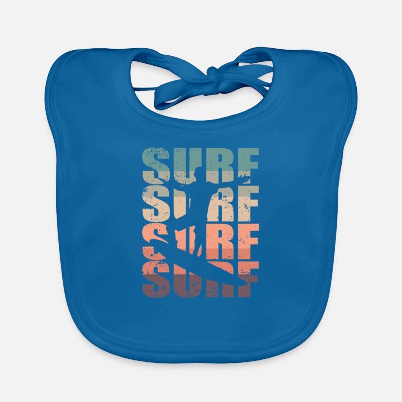 Surf Surf Surf Surf Surfboard - Bavoir bio Bébé - bleu paon