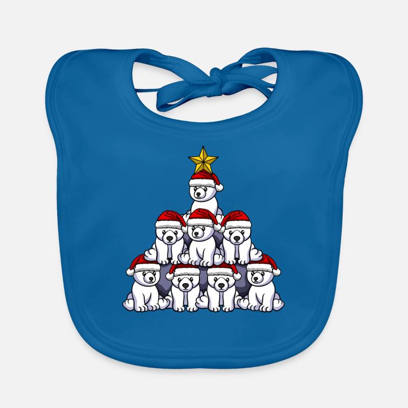 Polar Bear Christmas Tree Organic Baby Bibs