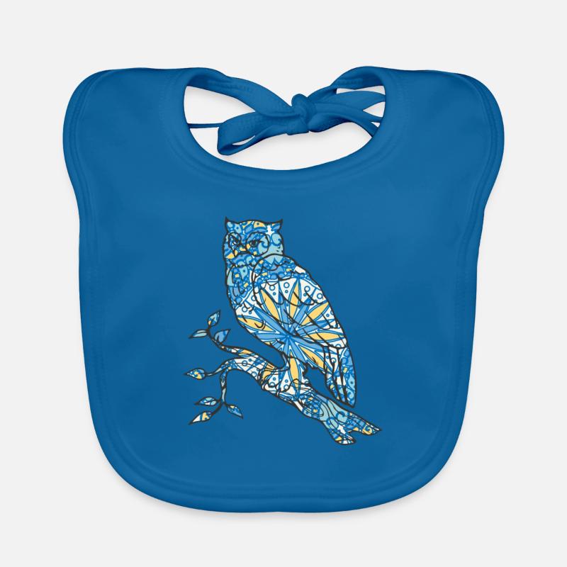 Mandala Owl Geometry Pattern Organic Baby Bibs