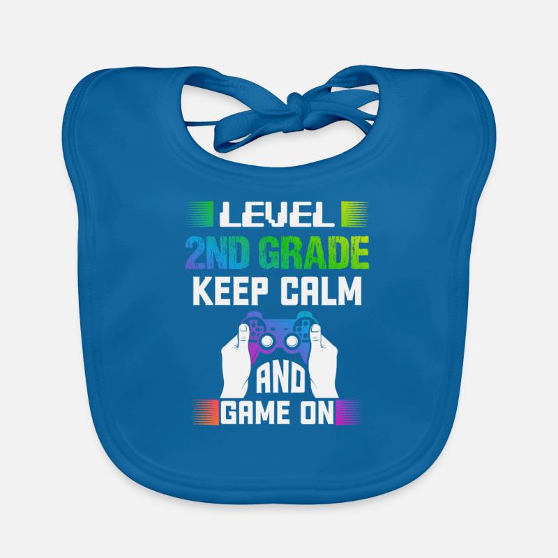 Level 2ND GRADE keep calm and game on Organic Baby Bibs