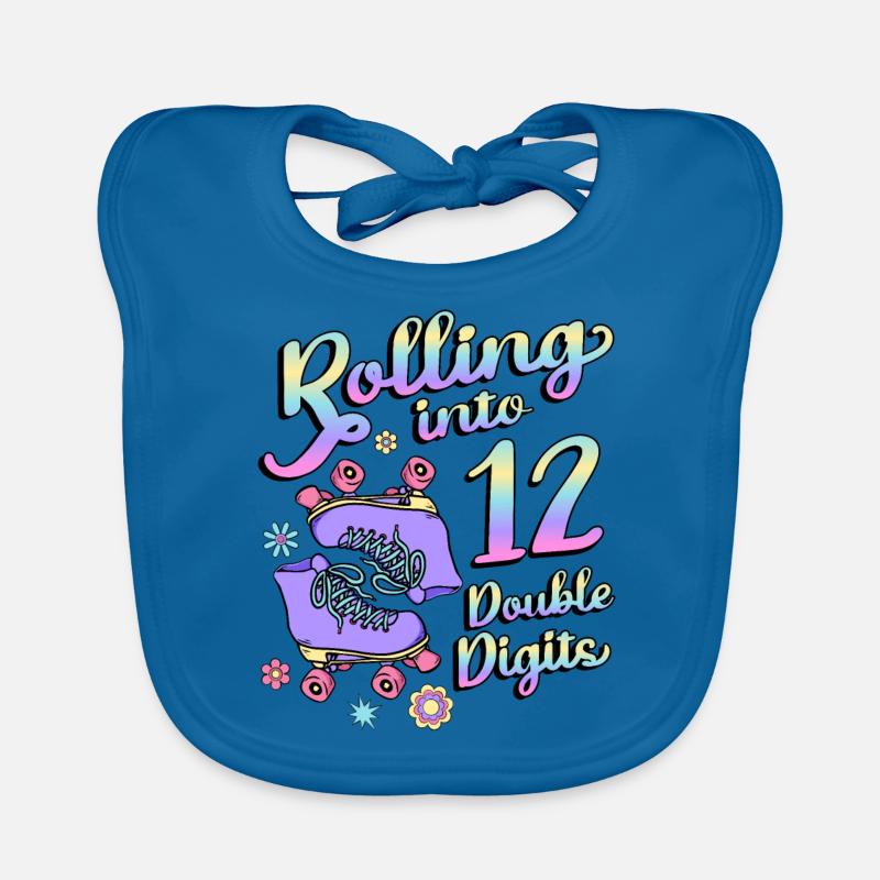 Rolling Into 12 Double Digits Floral Skaters 12. Baby Bio-Lätzchen
