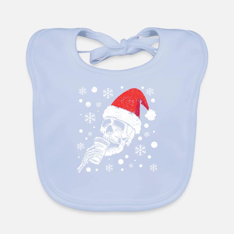 Skeleton Santa Claus Cap Coffee Drink funny Organic Baby Bibs