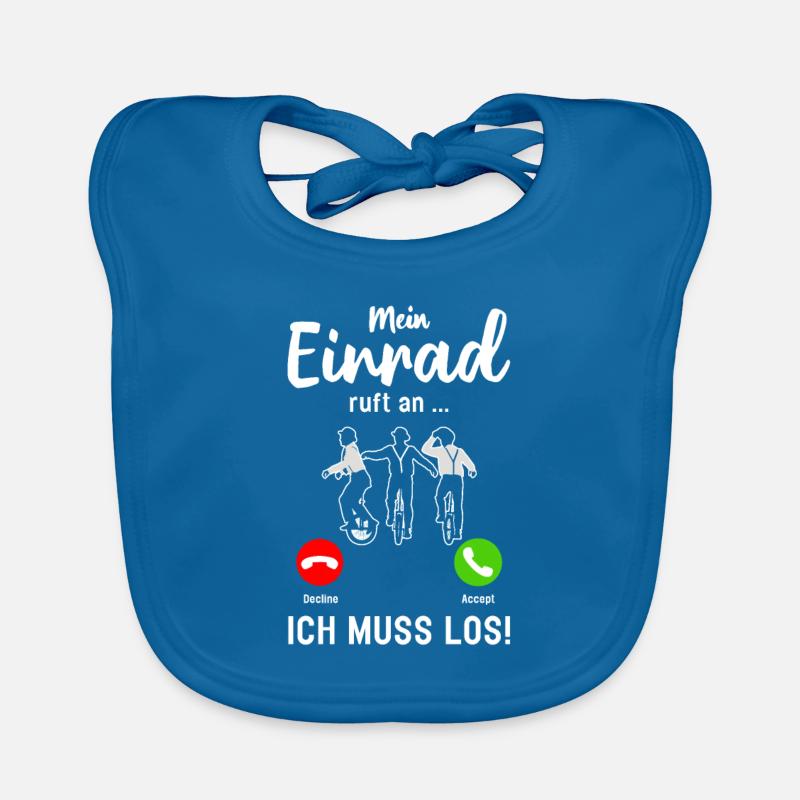 Einrad Ruft an Einradfahrer Smartphone - Baby Bio-Lätzchen - Pfauenblau