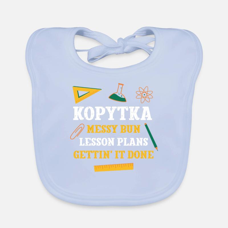 Kopytka Messy Bun Lesson Plans Funny Teacher Organic Baby Bibs