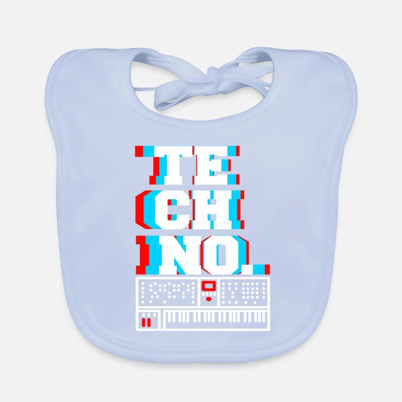 TECHNO. Awesome Retro DJ Techno Lover Designs Organic Baby Bibs