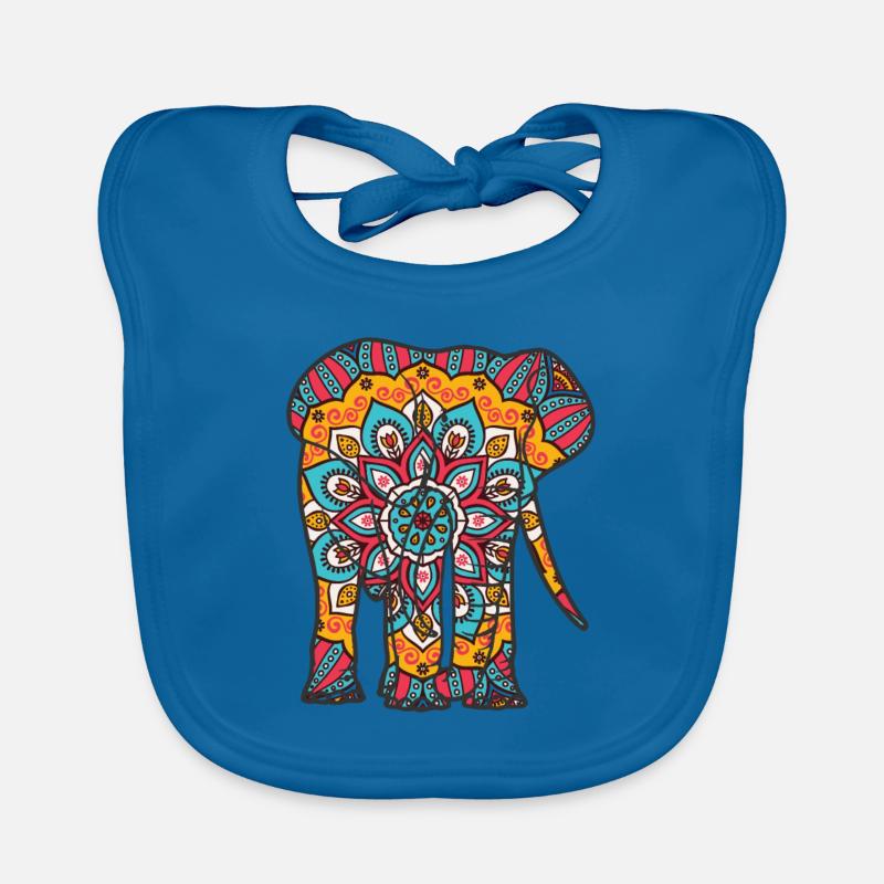 Mandala Elephant Geometric Pattern Organic Baby Bibs
