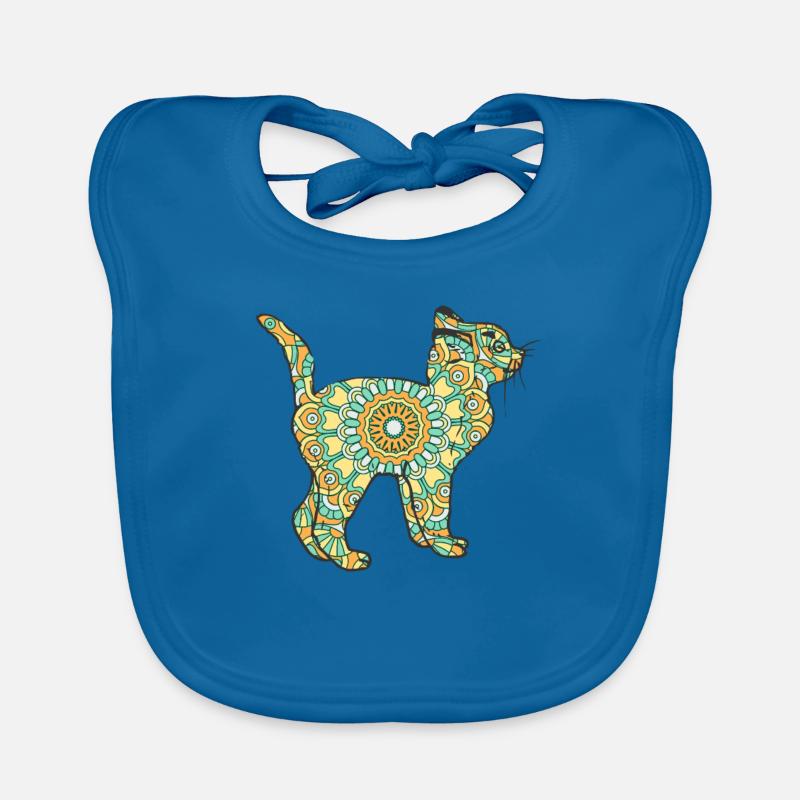 Mandala Cat Geometry Pattern Bavoir bio Bébé
