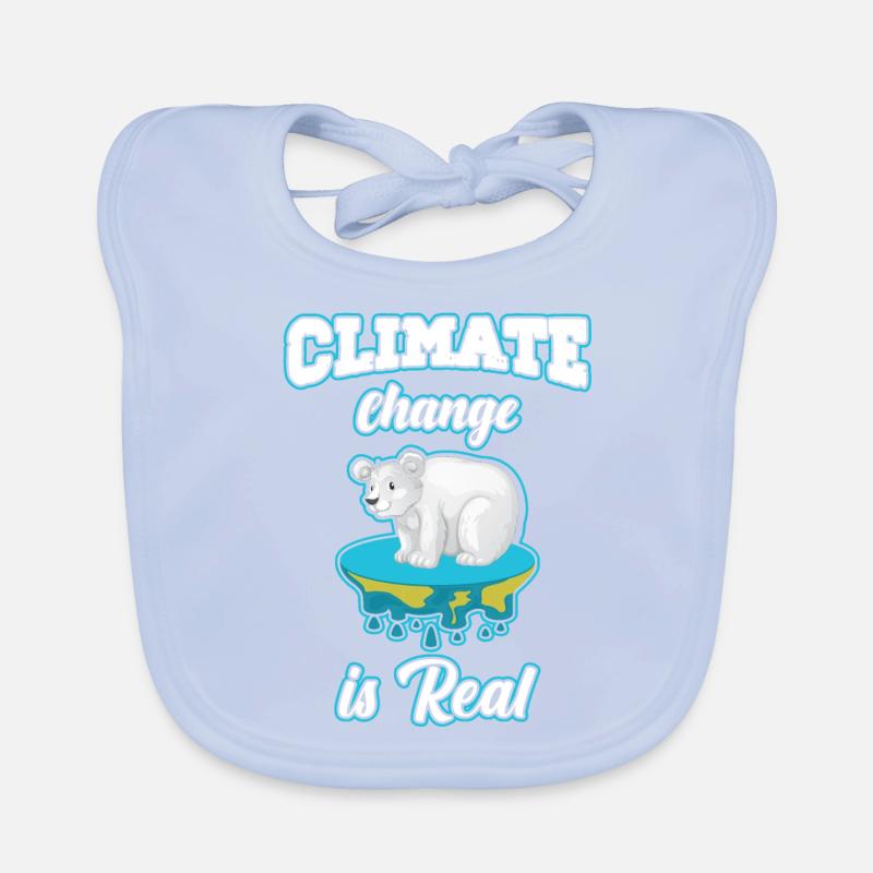 Climate change is real polar bear sweating Organic Baby Bibs