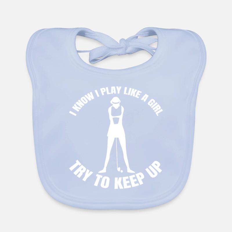 Golf Mädchen Golfschläger Golfball Golfspielerin Baby Bio-Lätzchen
