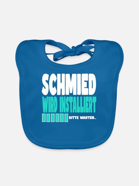 Schmied wird installiert - Baby Bio-Lätzchen - Pfauenblau