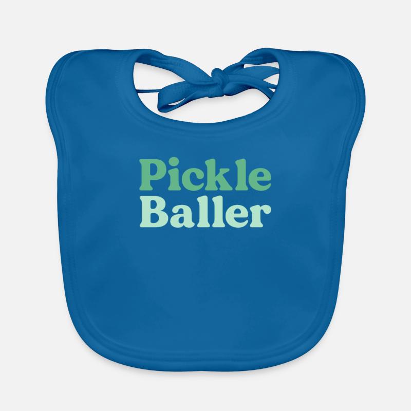 Pickle Baller Retro Pickleball Player Matching Organic Baby Bibs