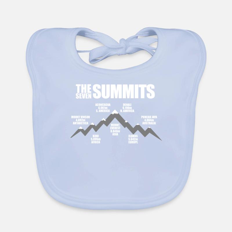 The seven summits Mountains, Heights and Continents Organic Baby Bibs